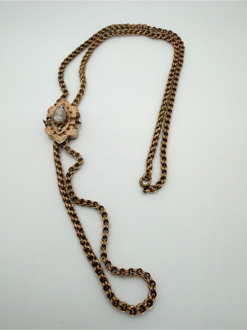 up to 30", Antique Edwardian Gold Filled Cameo Slide Chain, necklace!